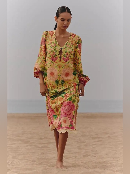 FARM Rio Dresses & Skirts - FARM RIO Long Sleeve Midi Dress in Tropical Summer NWT Size S